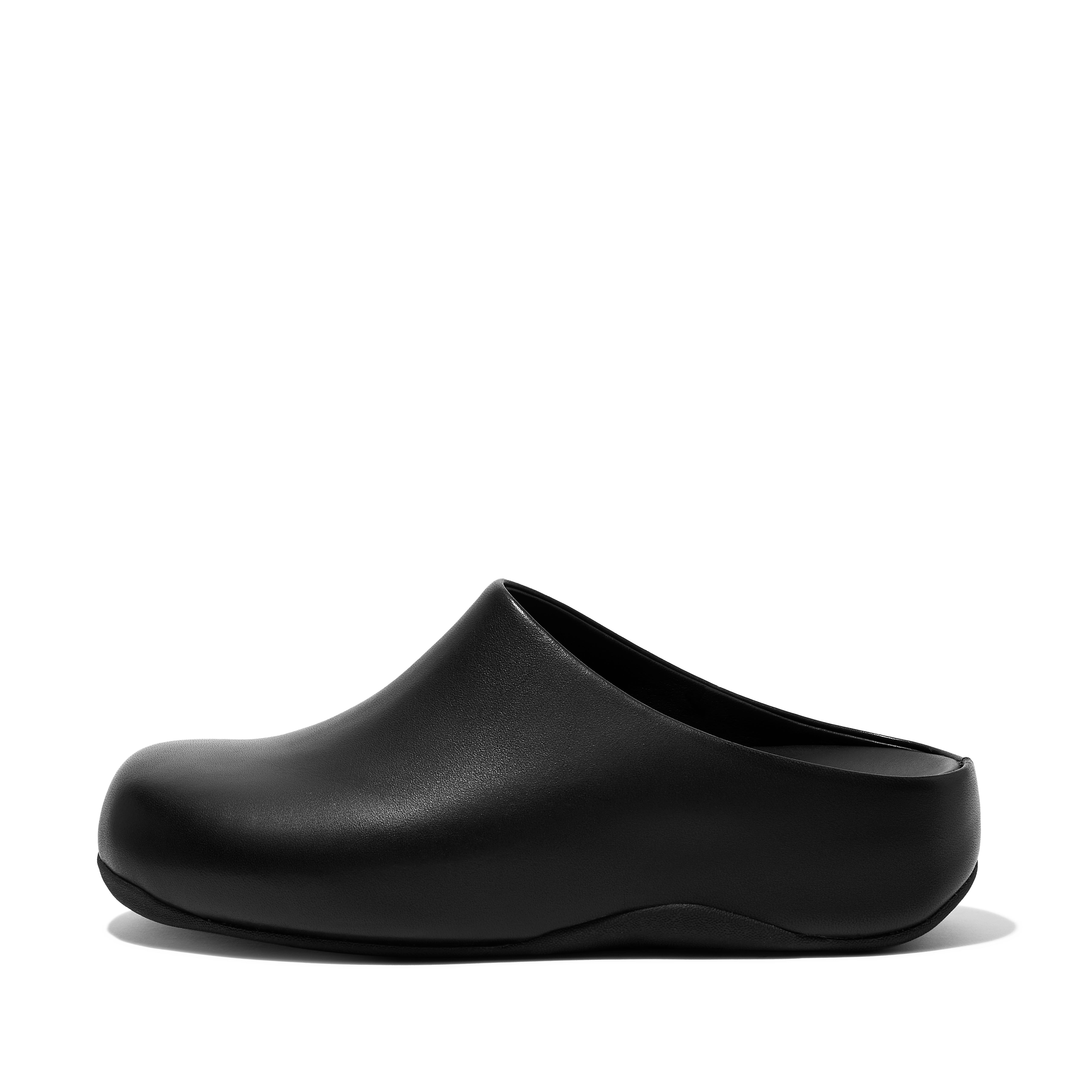 FitFlop SHUV Leather Clogs - Black