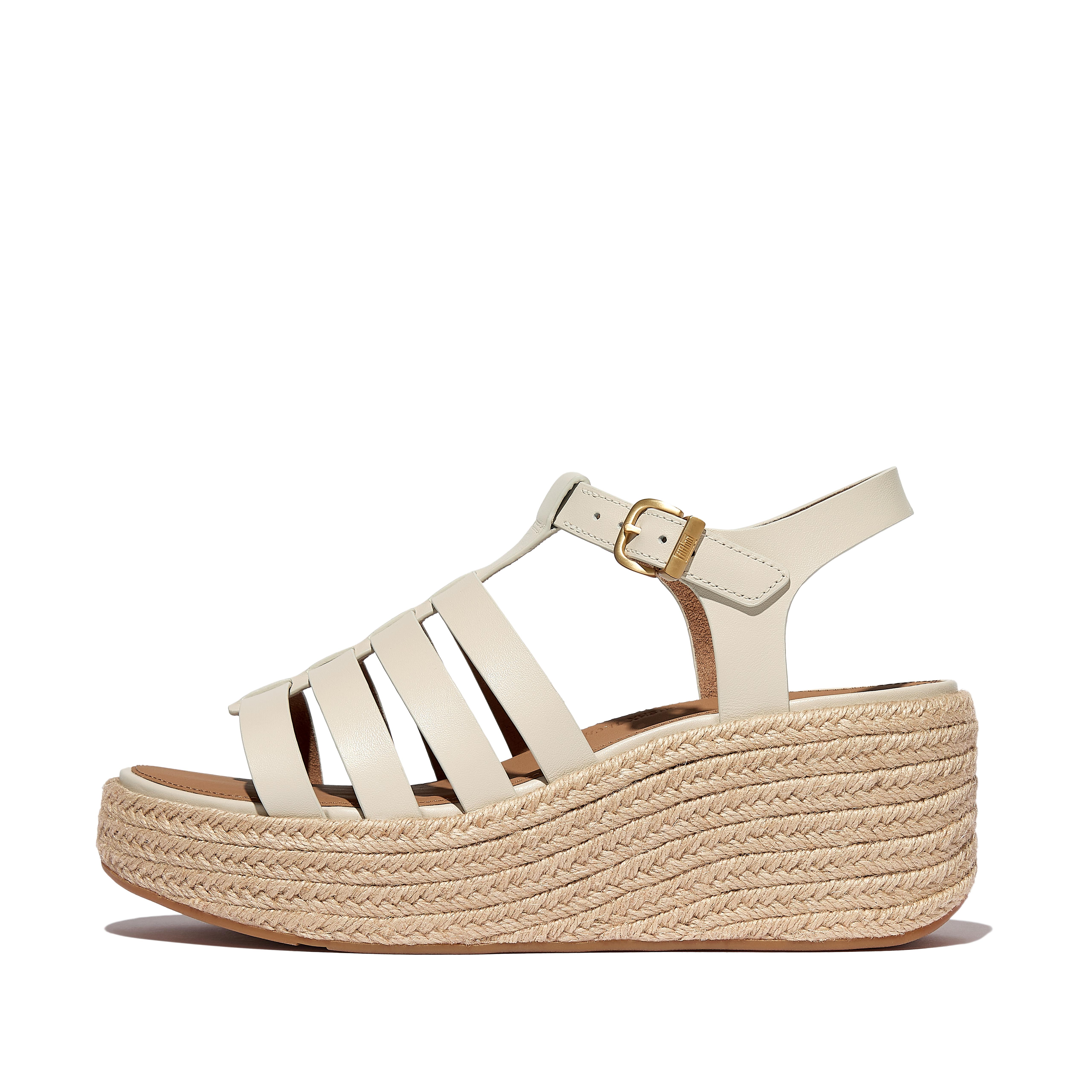 FitFlop PLATFFORMS Espadrille Leather Fisherman Wedge Sandals - Paris Beige