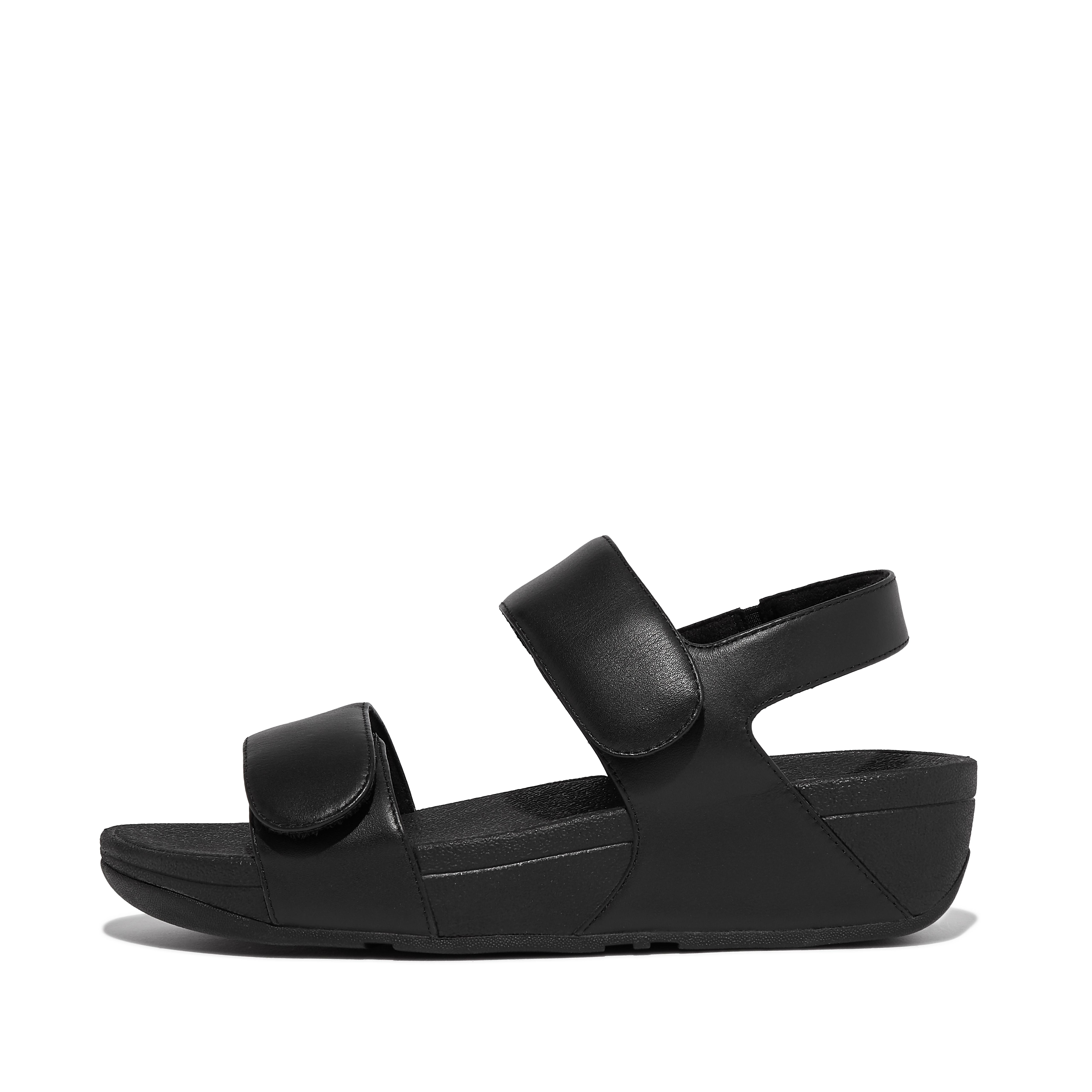 FitFlop LULU Adjustable Leather Sandals - All Black