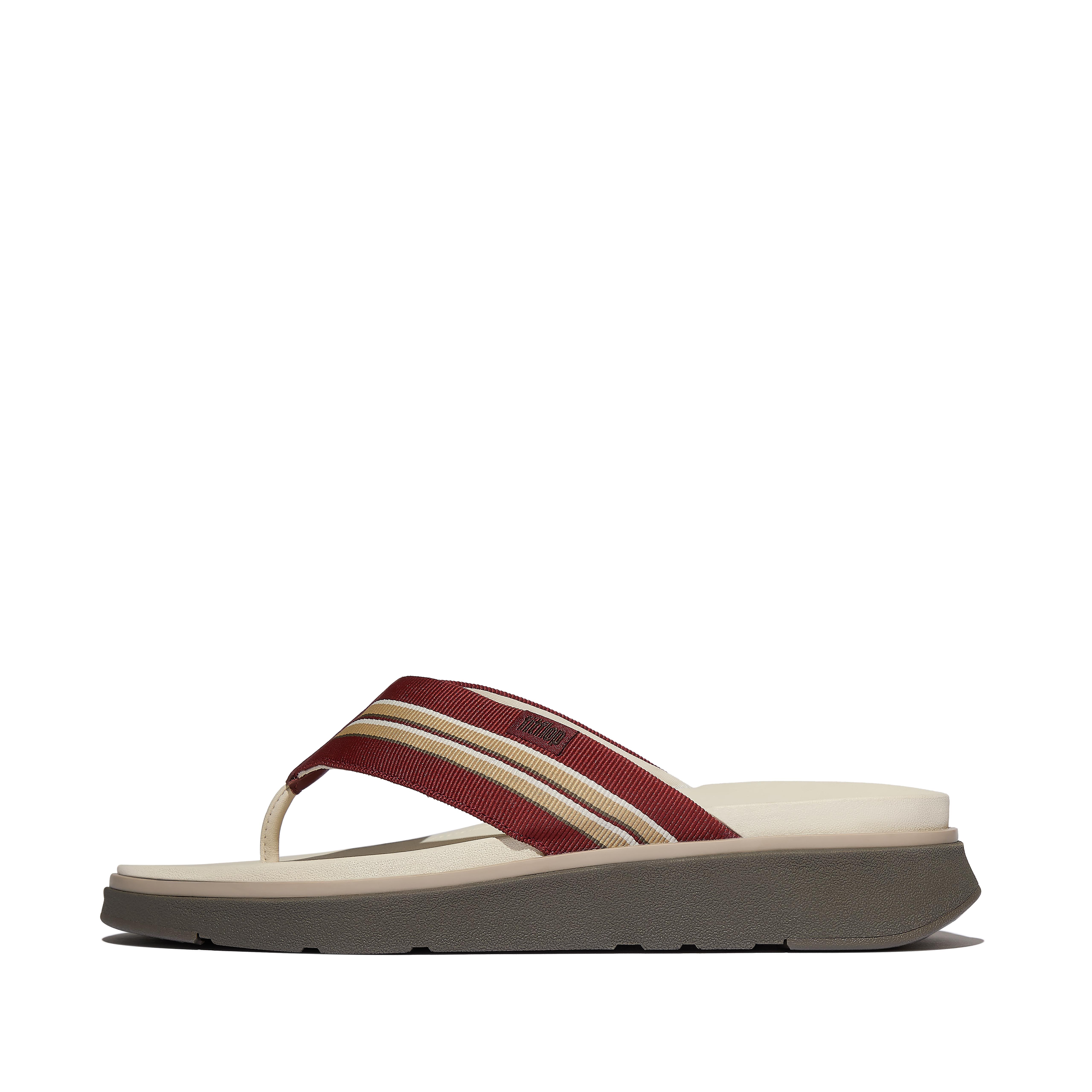 FitFlop GEN-FF Mens Stripy-Webbing Flip-Flops - Dusky Red