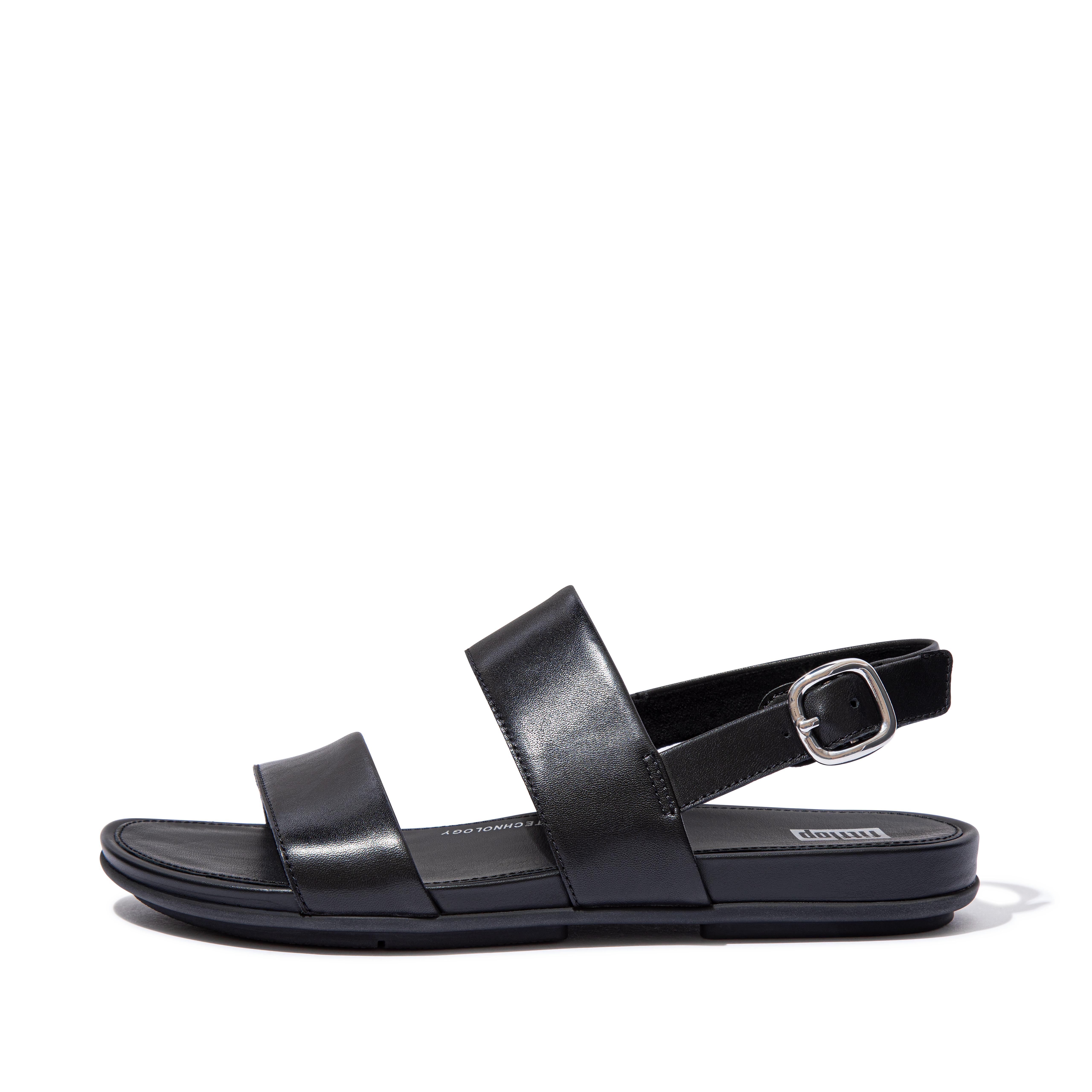 FitFlop GRACIE Leather Back-Strap Sandals - All Black