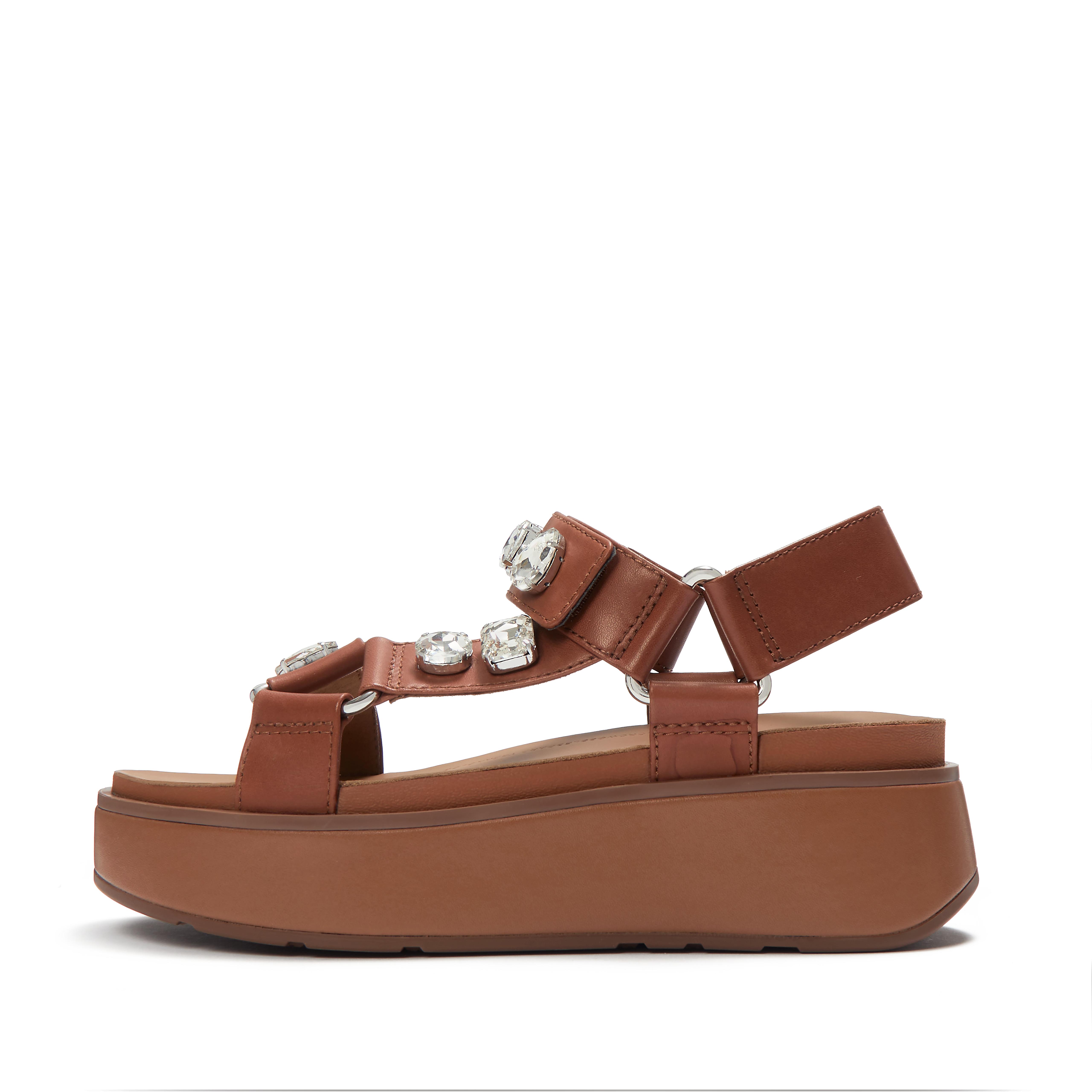 FitFlop GEN-FF Max Ultra-Jewel Leather Back-Strap Sandals - Deep tan