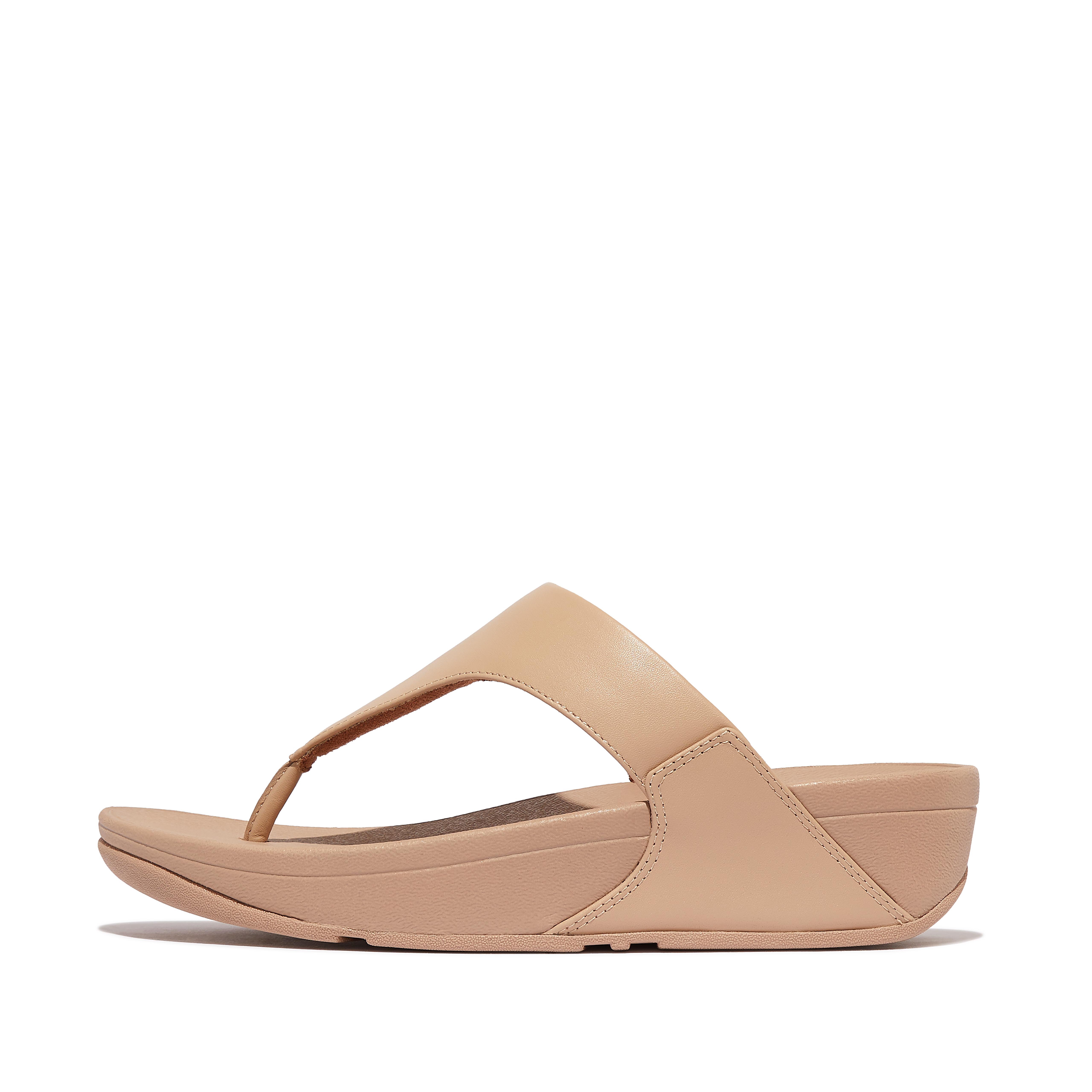 FitFlop LULU Leather Toe-Post Sandals - Classic Beige