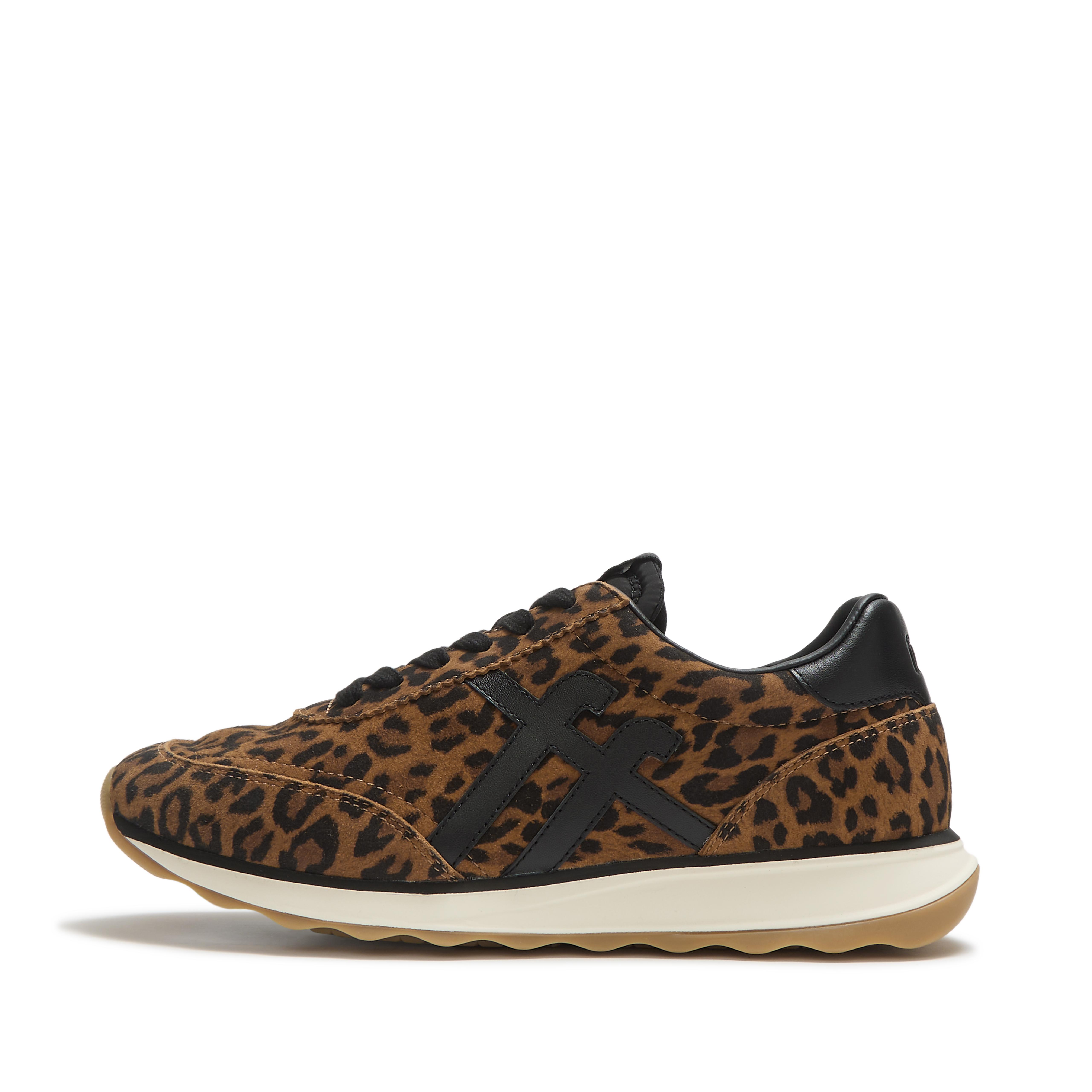 FitFlop RETRO-Q FF Suede Sneakers - Leopard Print