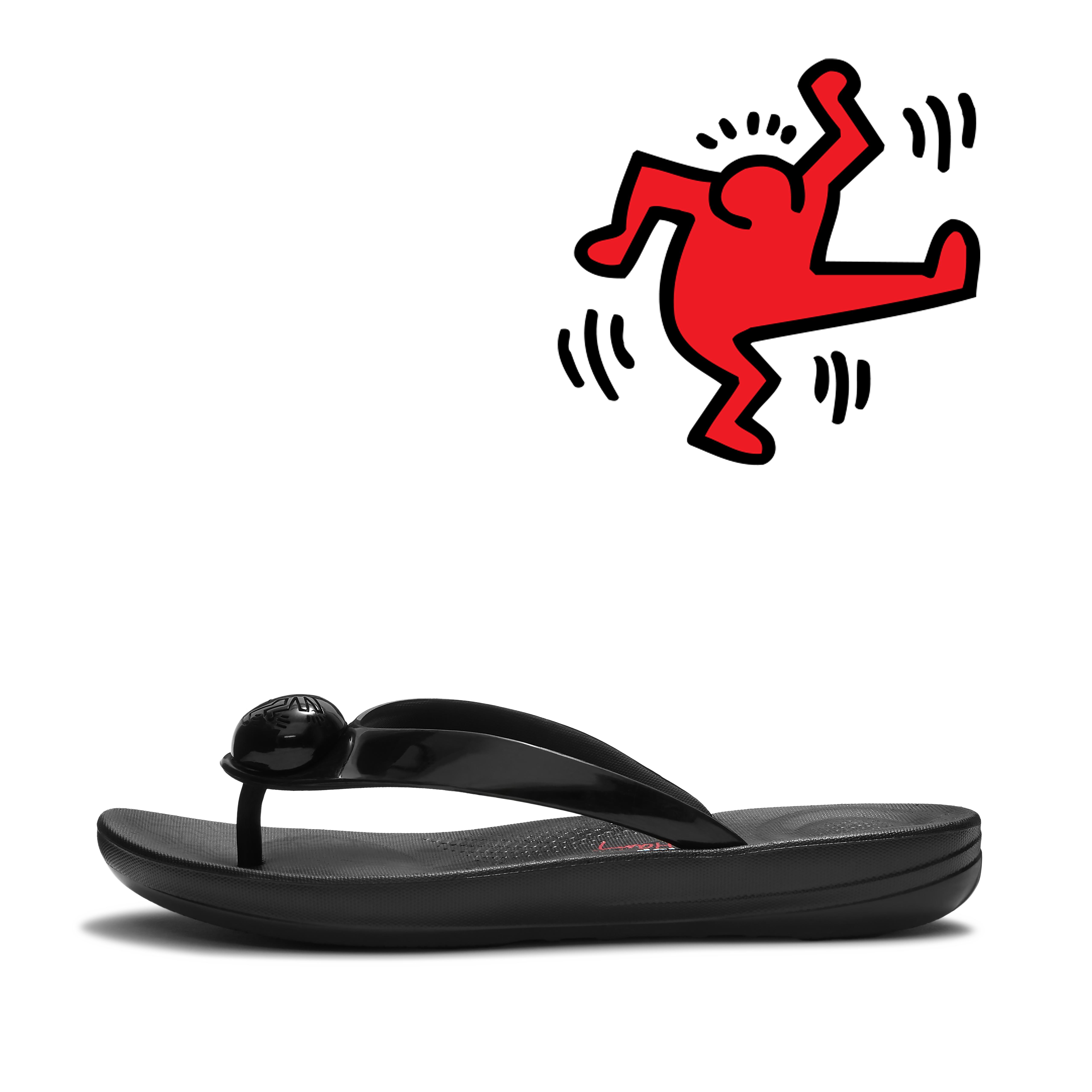 FitFlop IQUSHION | KEITH HARING Flip-Flops - Black