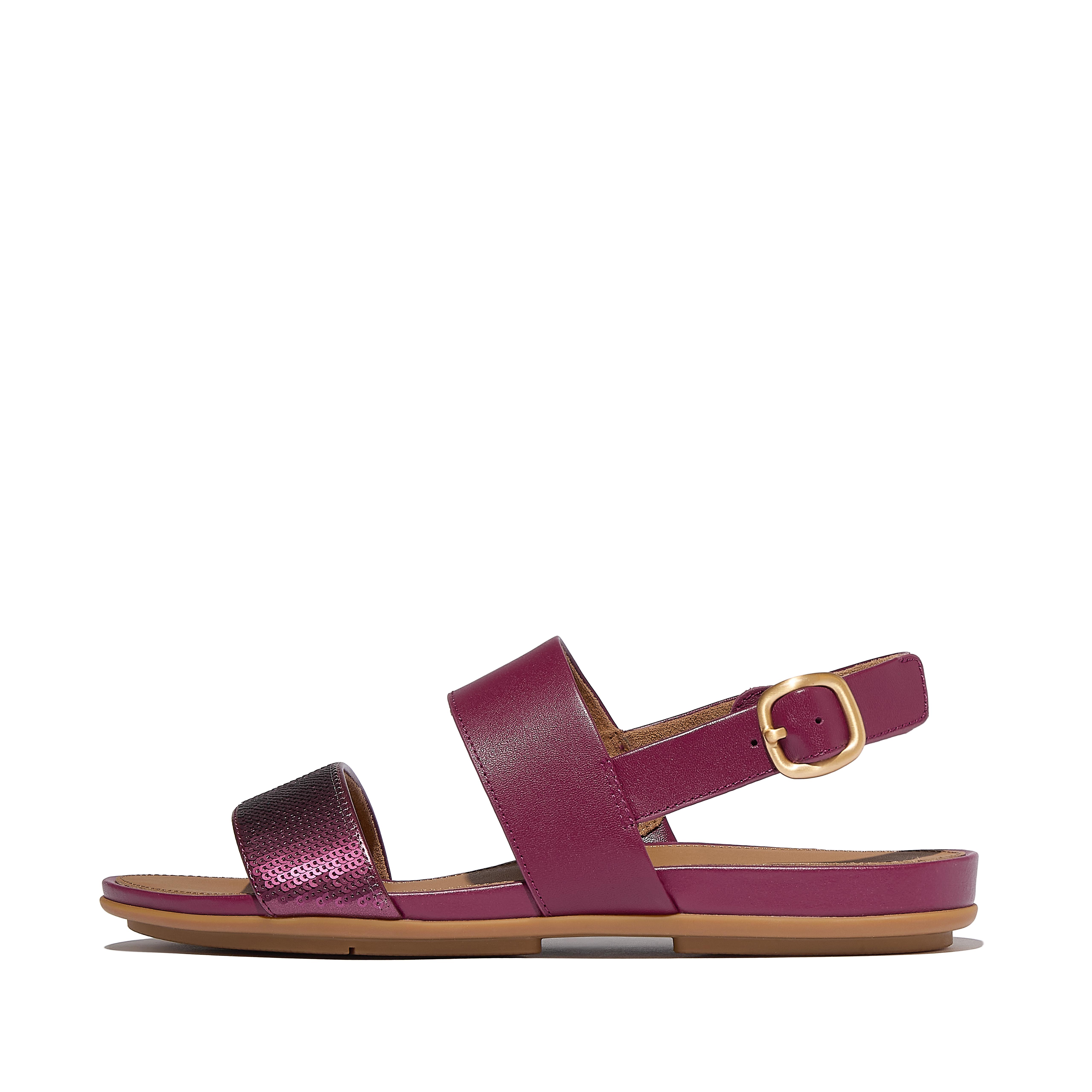 FitFlop GRACIE Sequin Leather Back-Strap Sandals - Ruby