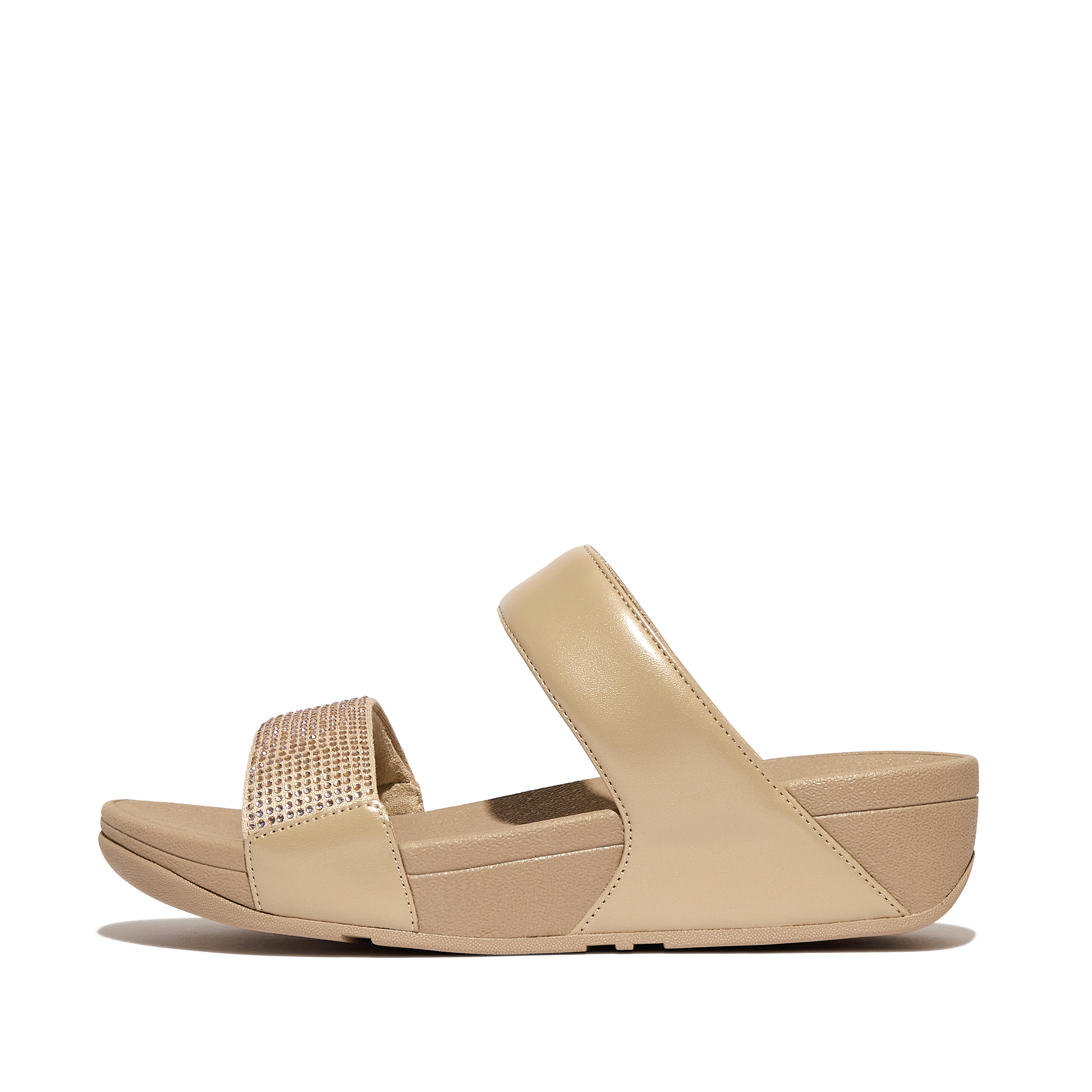 FitFlop LULU Crystal Slides - Latte Beige