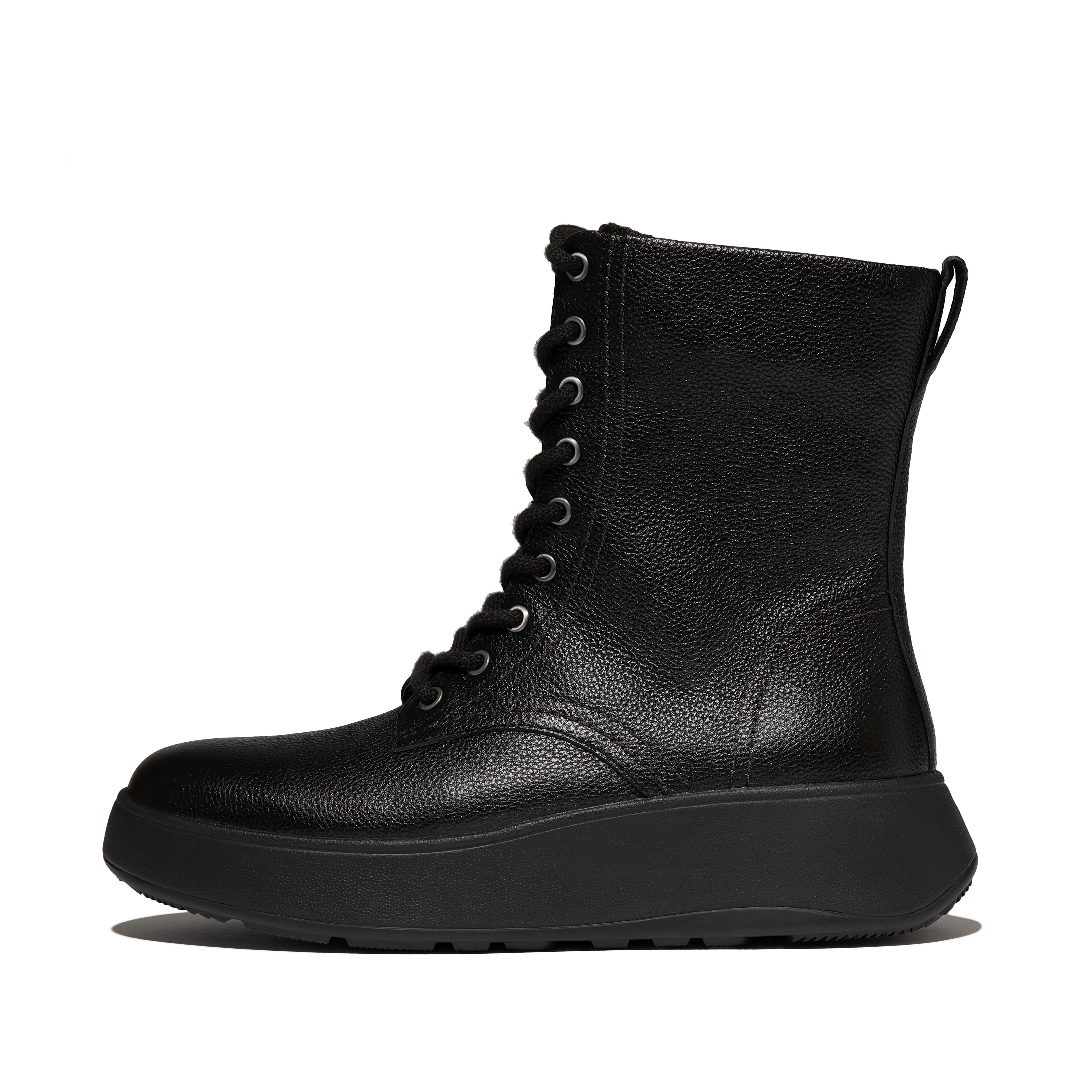 FitFlop F-MODE Tumbled-Leather Ankle Boots - Black