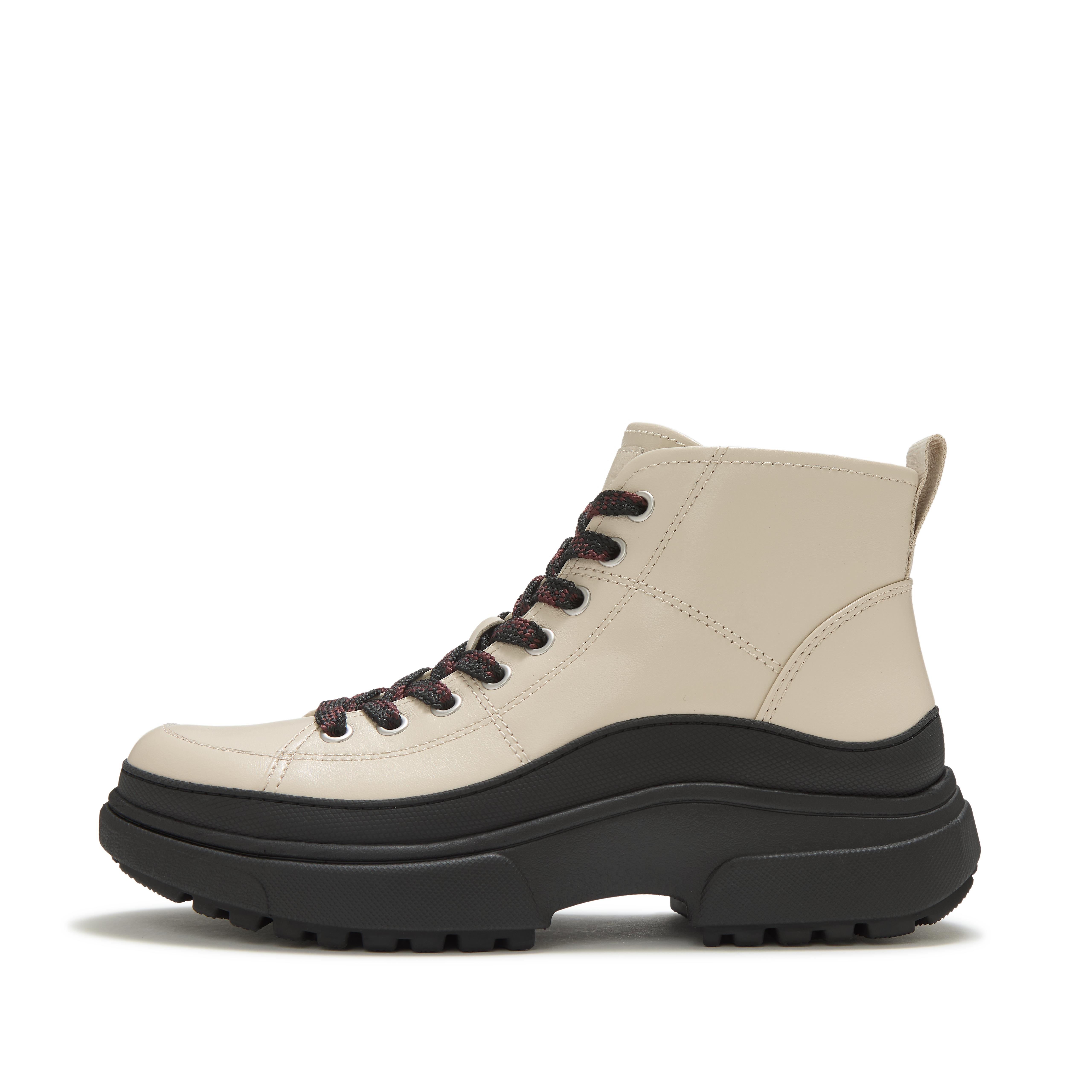 FitFlop WYLDER Leather Lace-Up Boots - Taupe