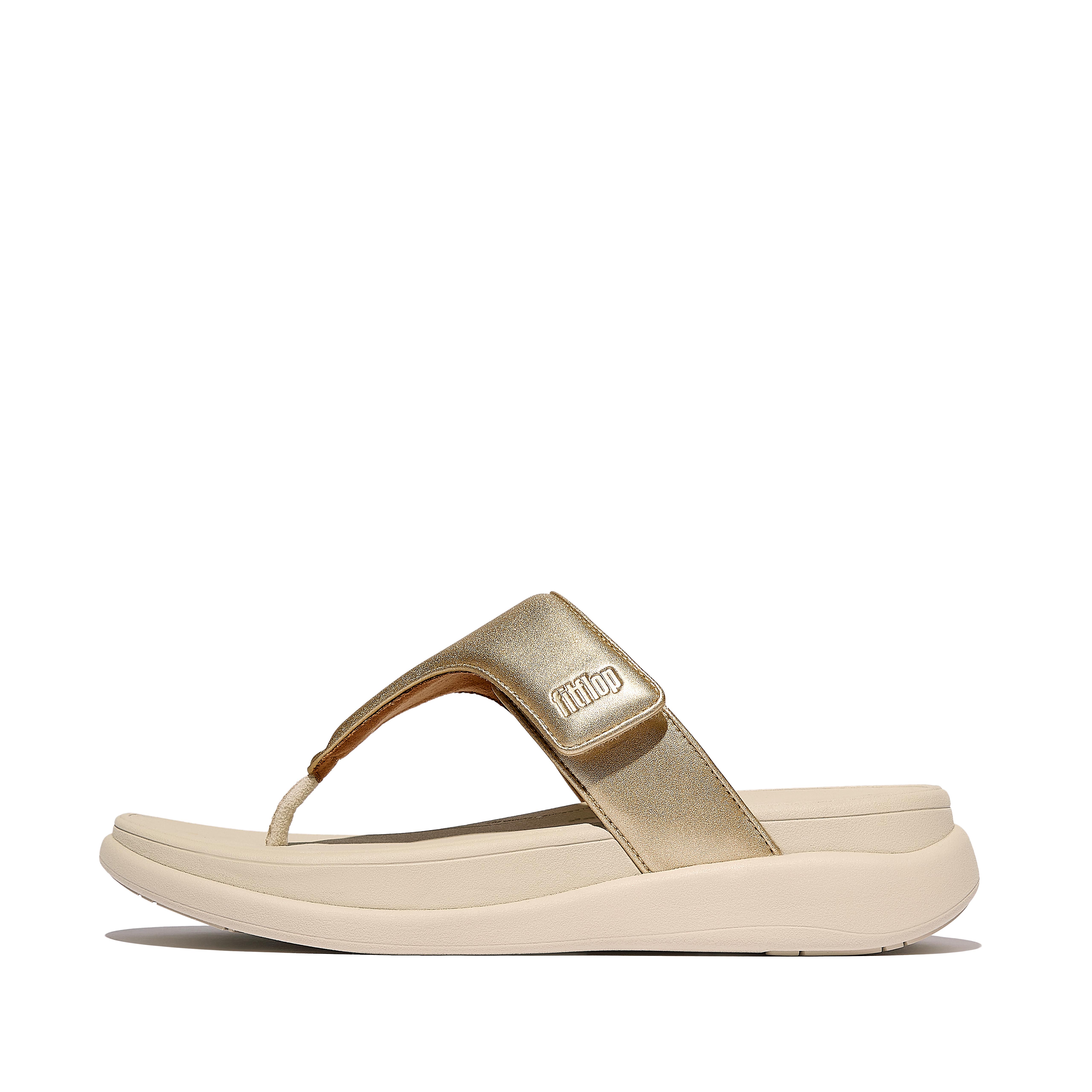 FitFlop F-MODE GO Adjustable Toe-Post Sandals - Platino