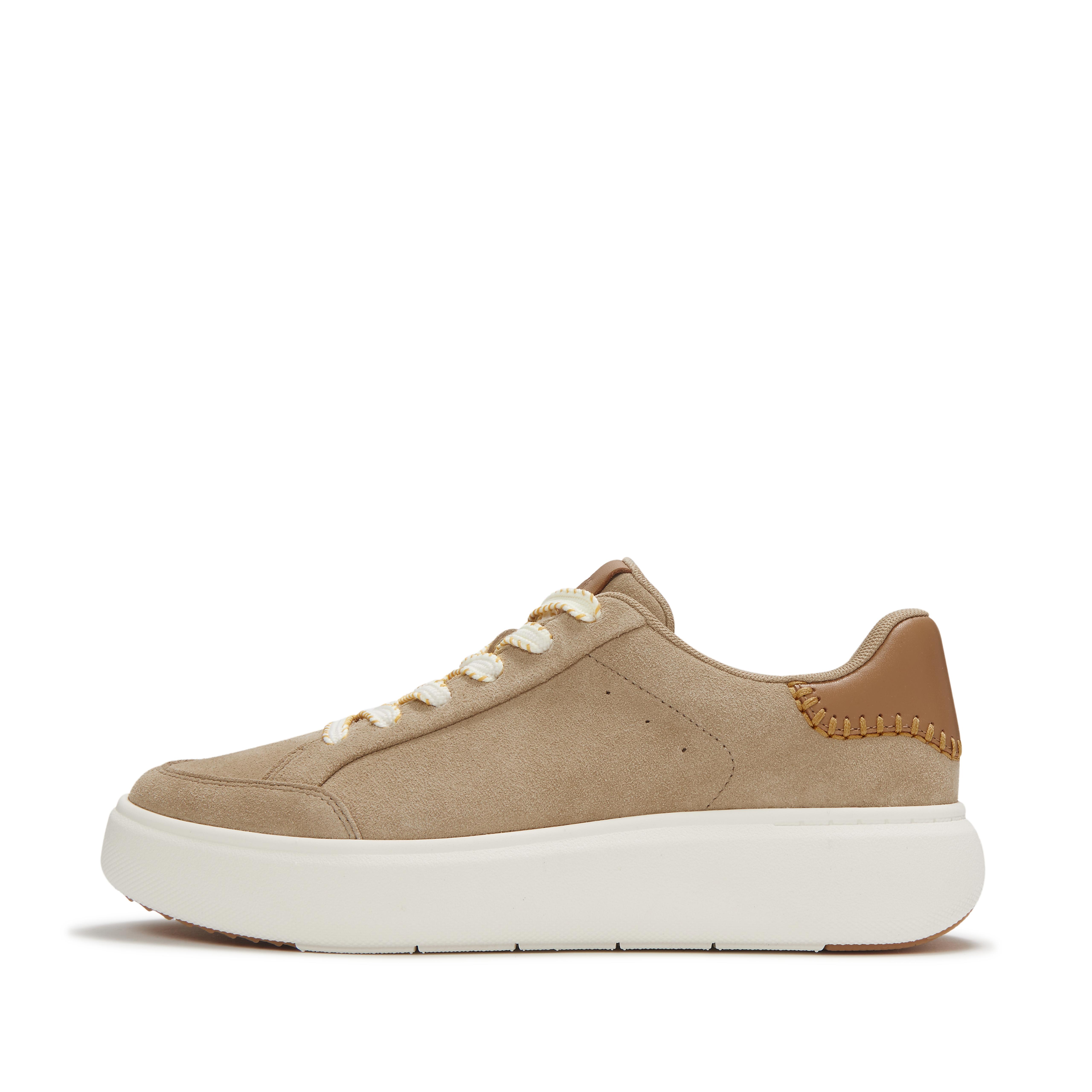 FitFlop RTG Blanket-Stitch Suede Sneakers - Cappuccino