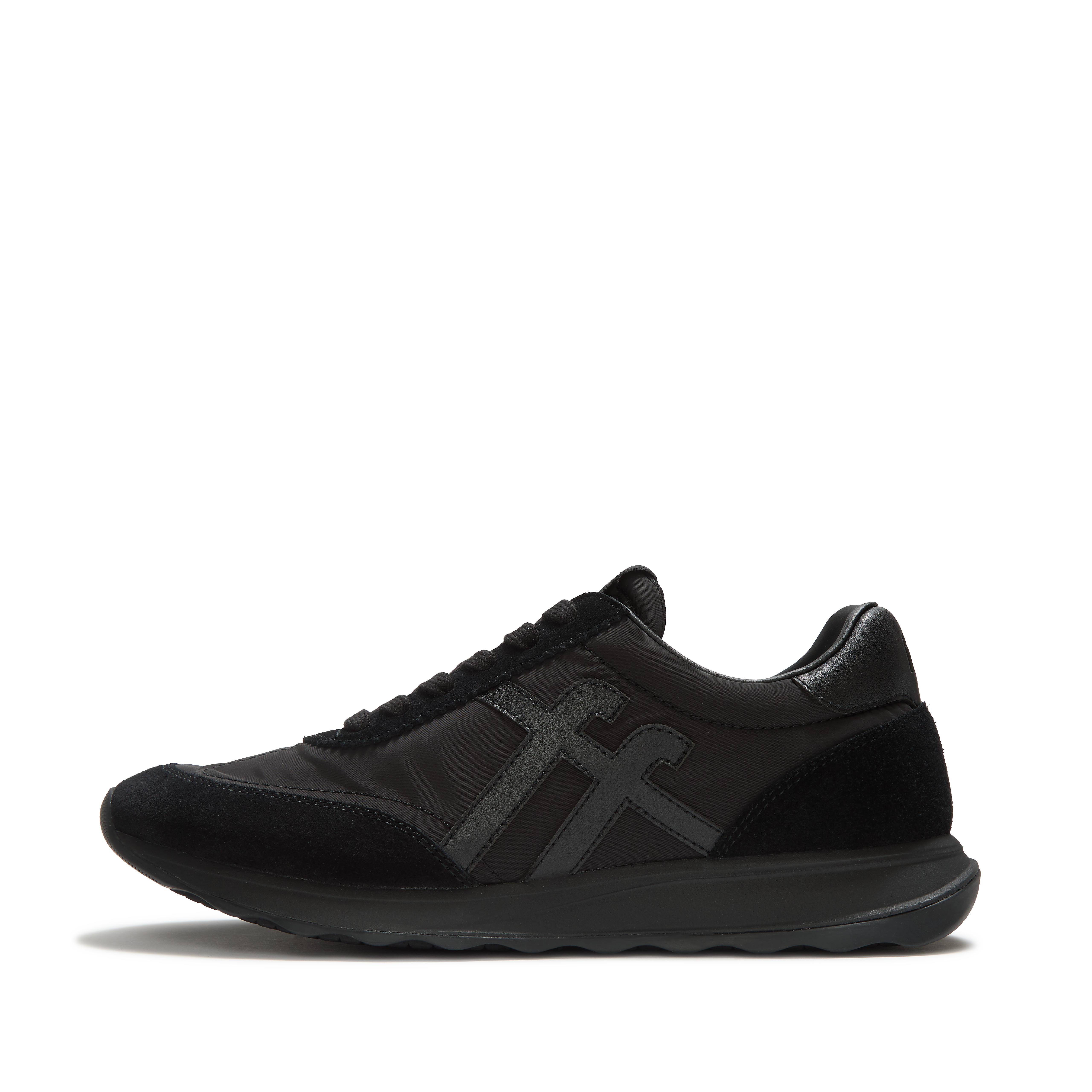FitFlop RETRO-Q FF Fabric/Suede Sneakers - All Black