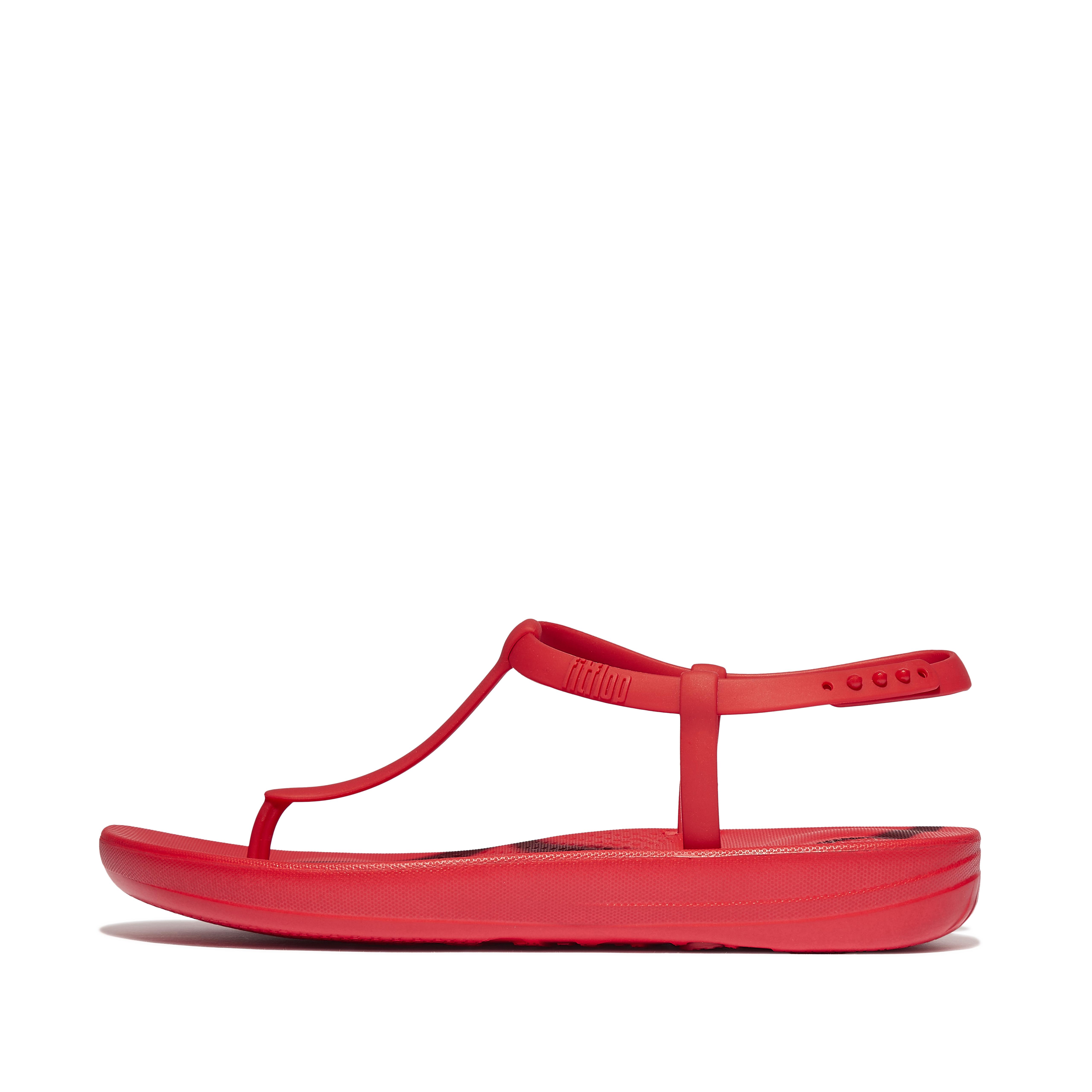 FitFlop IQUSHION Splash T-Bar Sandals - Red