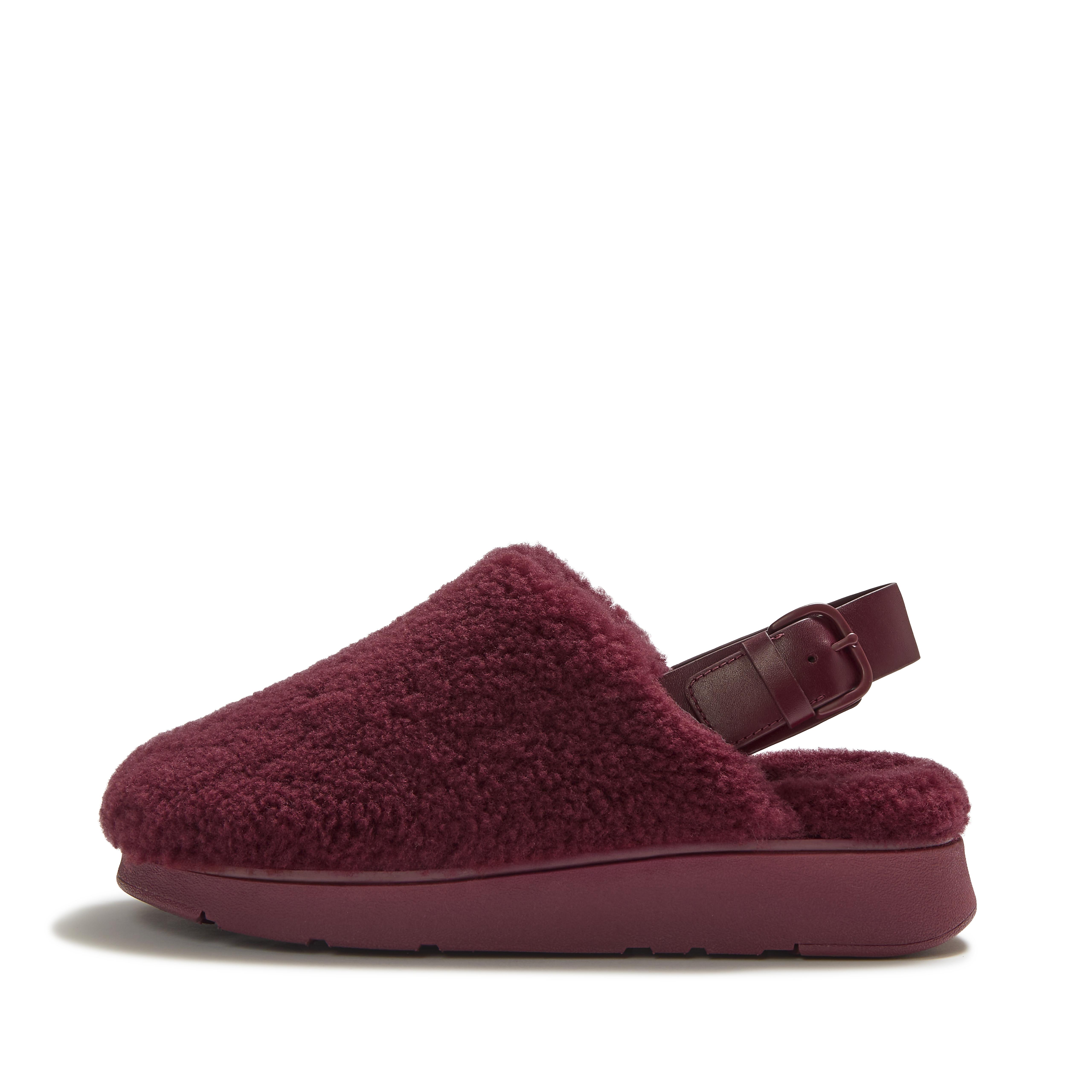 FitFlop GEN-FF Shearling Back-Strap Mules - Merlot