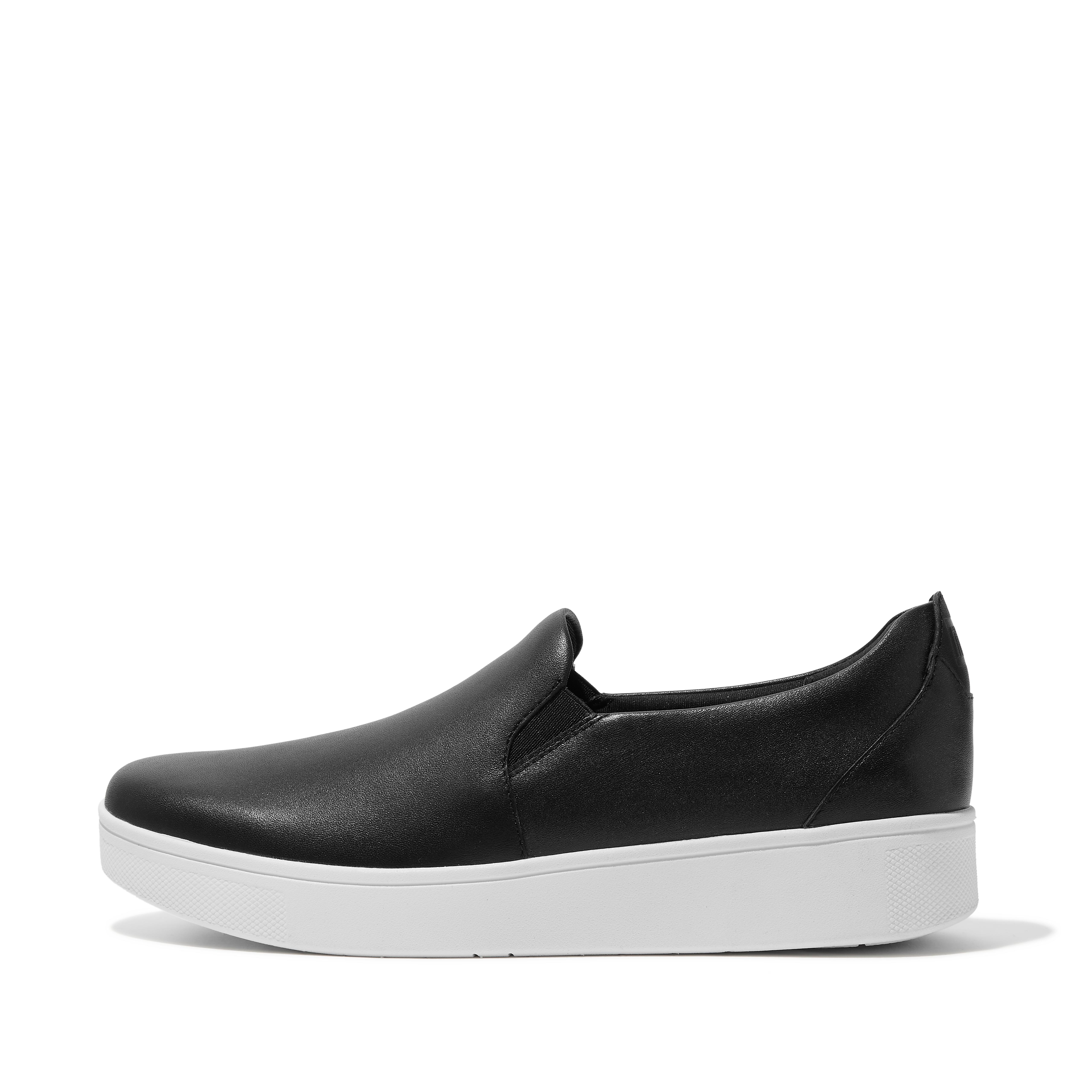 FitFlop RALLY Leather Slip-On Skate Sneakers - Black