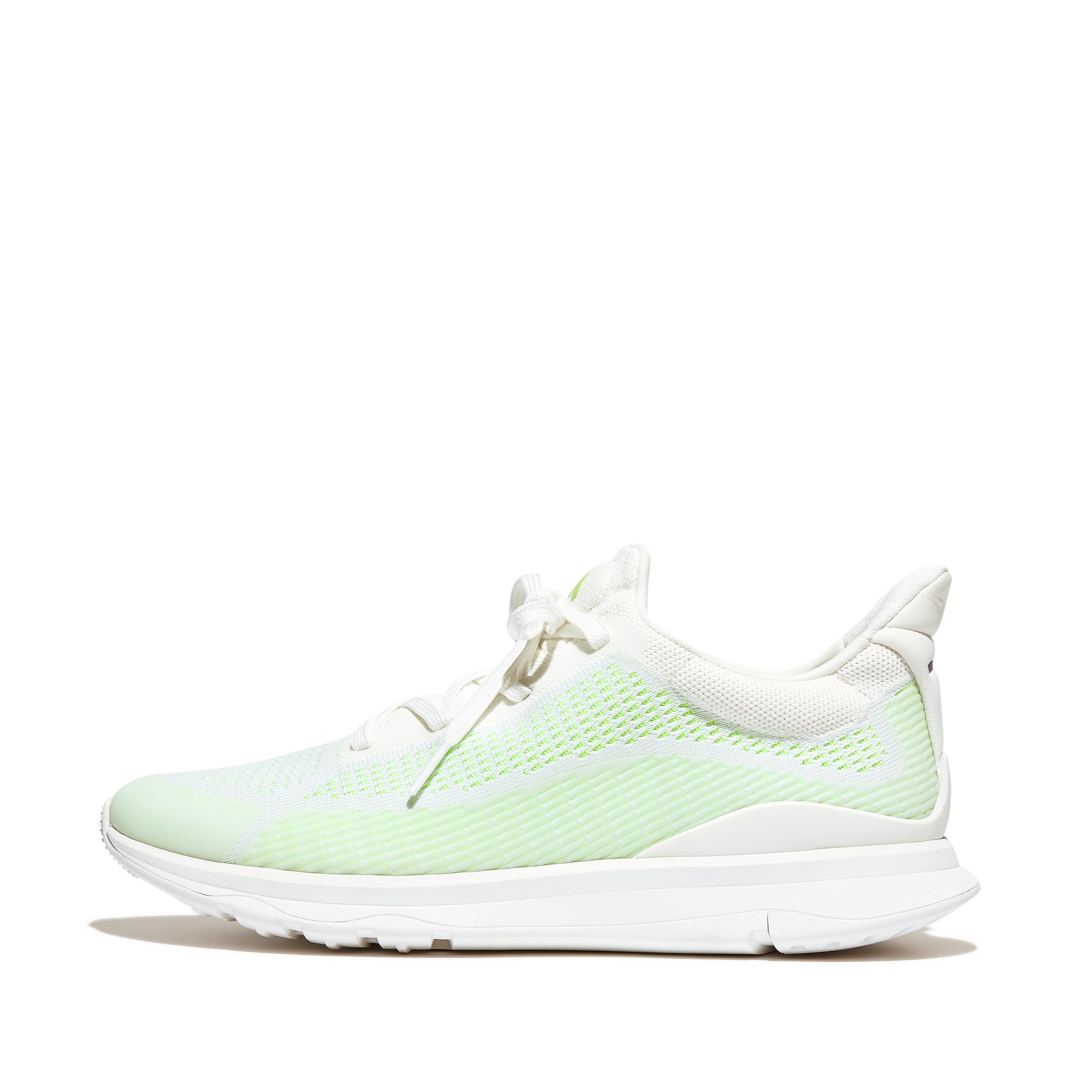 FitFlop VITAMIN FFX Mens Glow-In-The-Dark Knit Sports Sneakers - Urban White