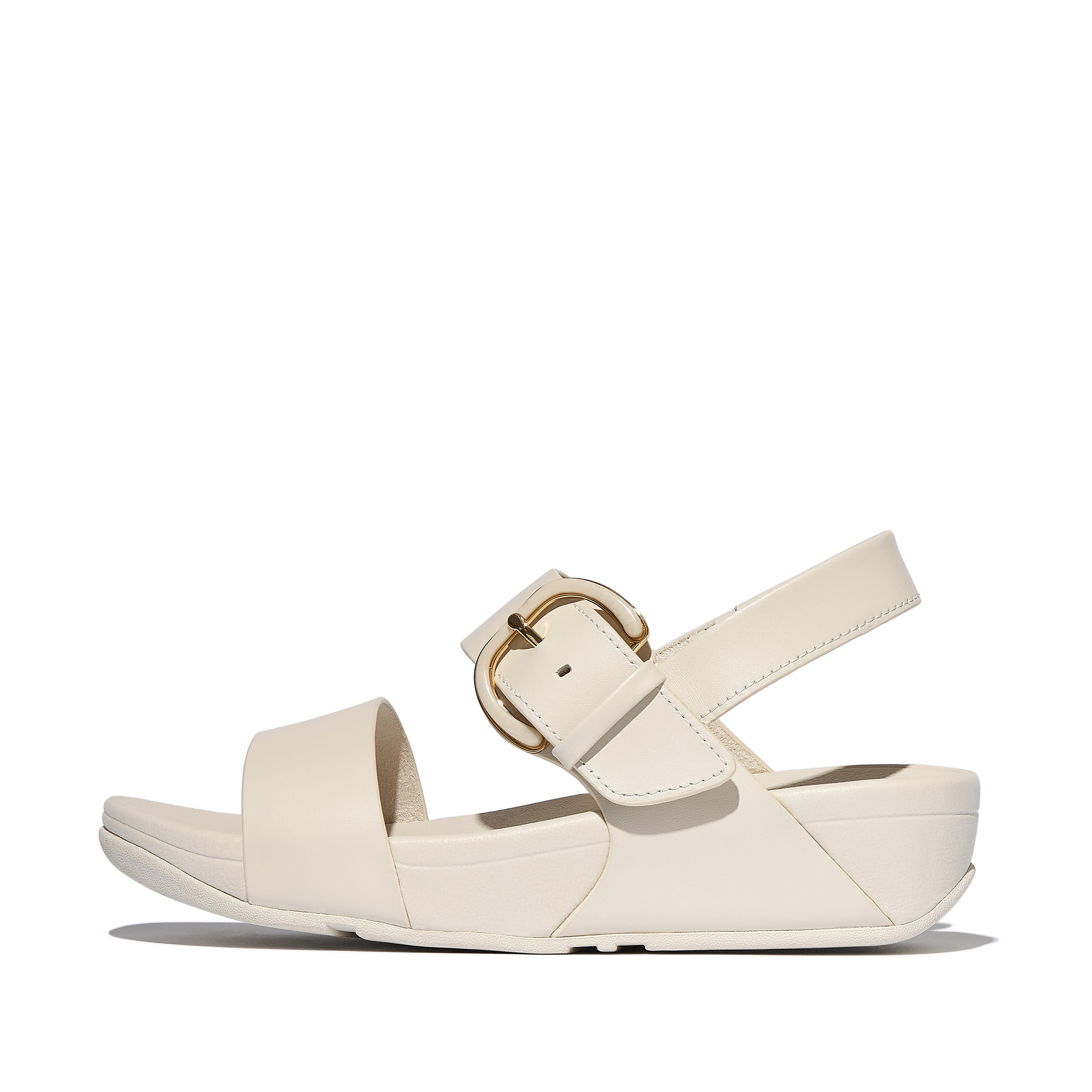 FitFlop LULU Resin-Buckle Leather Back-Strap Sandals - Paris Beige